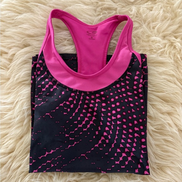 Champion Athletic Workout Pink and Black Tank Top with Shelf Bra - Picture 6 of 6